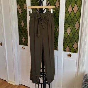 Olive Green Tie-waist Pants